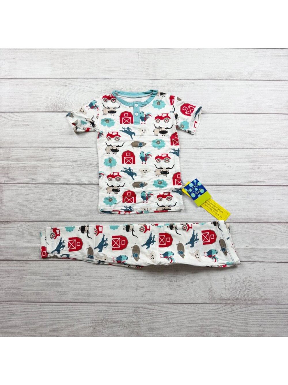 Kickee Pants Kids Farm Themed Pajama Set Soft Bamboo Viscose NWT 5
